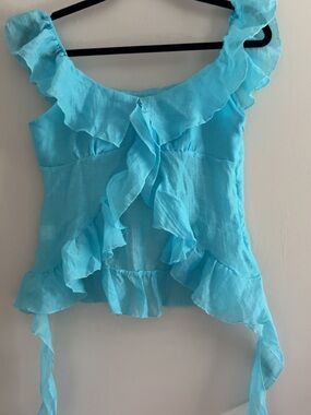 Amazon Turquoise Ruffle Tie-Back Women's Camisole